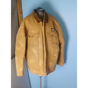 VTG Polar King Duck Canvas Work Jacket Brown Quilted Talon Zip USA Faded 3XL